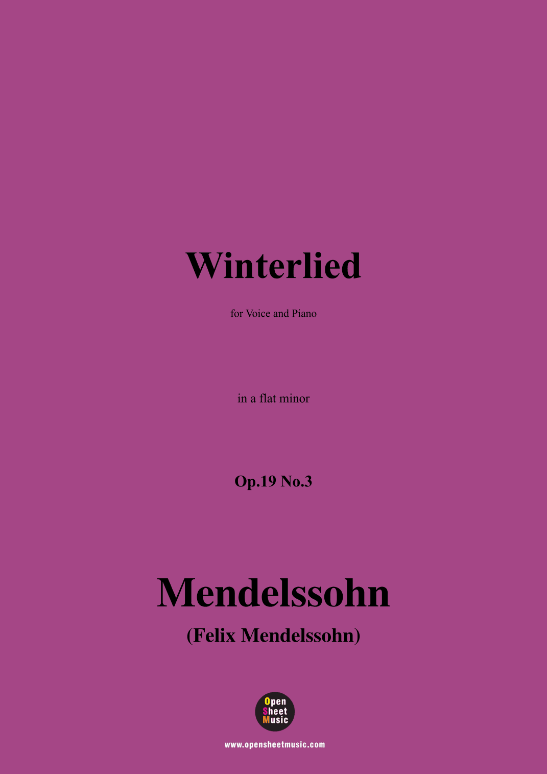 F. Mendelssohn-Winterlied,Op.19 No.3,in a flat minor (arr. OSM Press)