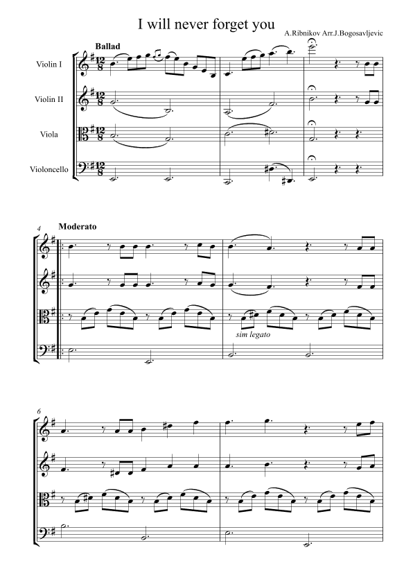I will never forget you (arr. Jovan Bogosavljević)