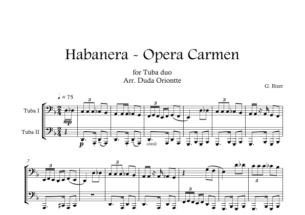 Carmen HABANERA - Bizet  ( tuba DUO) Student (arr. Duda Oriontte)