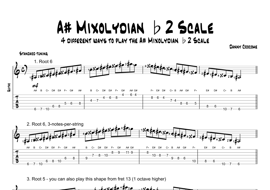 A# Mixolydian b2 Scale (4 Ways to Play)