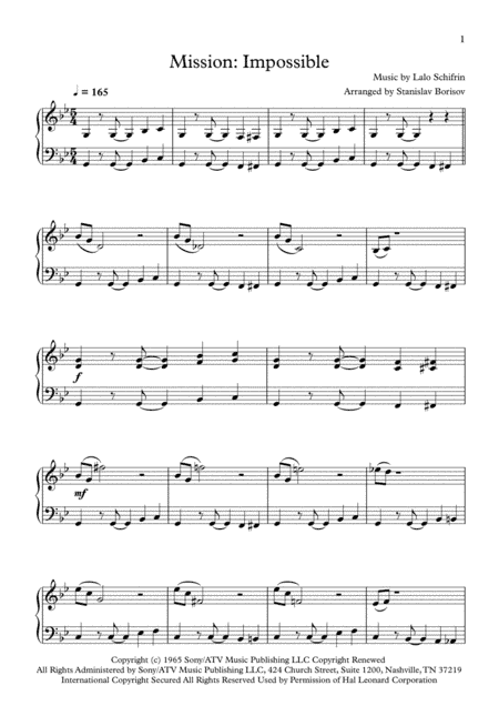 Mission: Impossible Theme  from the Paramount Television Series MISSION: IMPOSSIBLE (arr. Stanislav Borisov)
