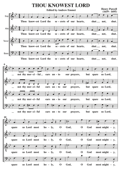 Thou Knowest Lord A Cappella SATB (arr. Edited by Andrew Emmet)