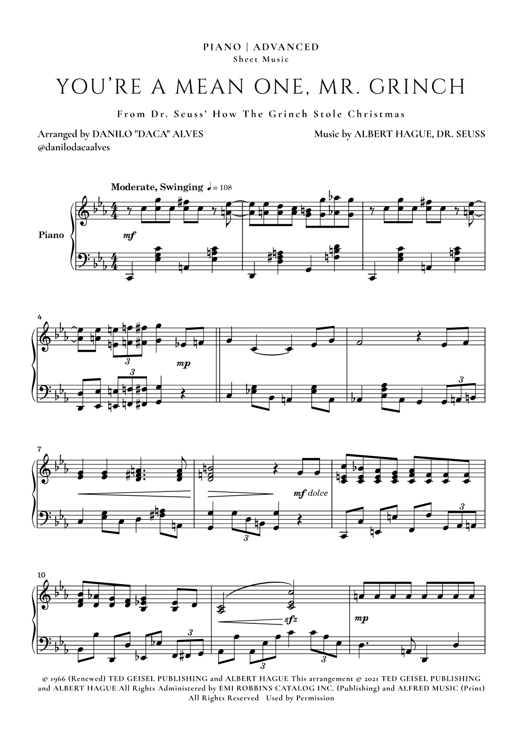 You're A Mean One, Mr. Grinch (arr. Danilo "Daca" Alves)