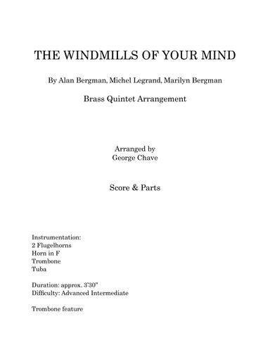 The Windmills Of Your Mind (arr. George B Chave)