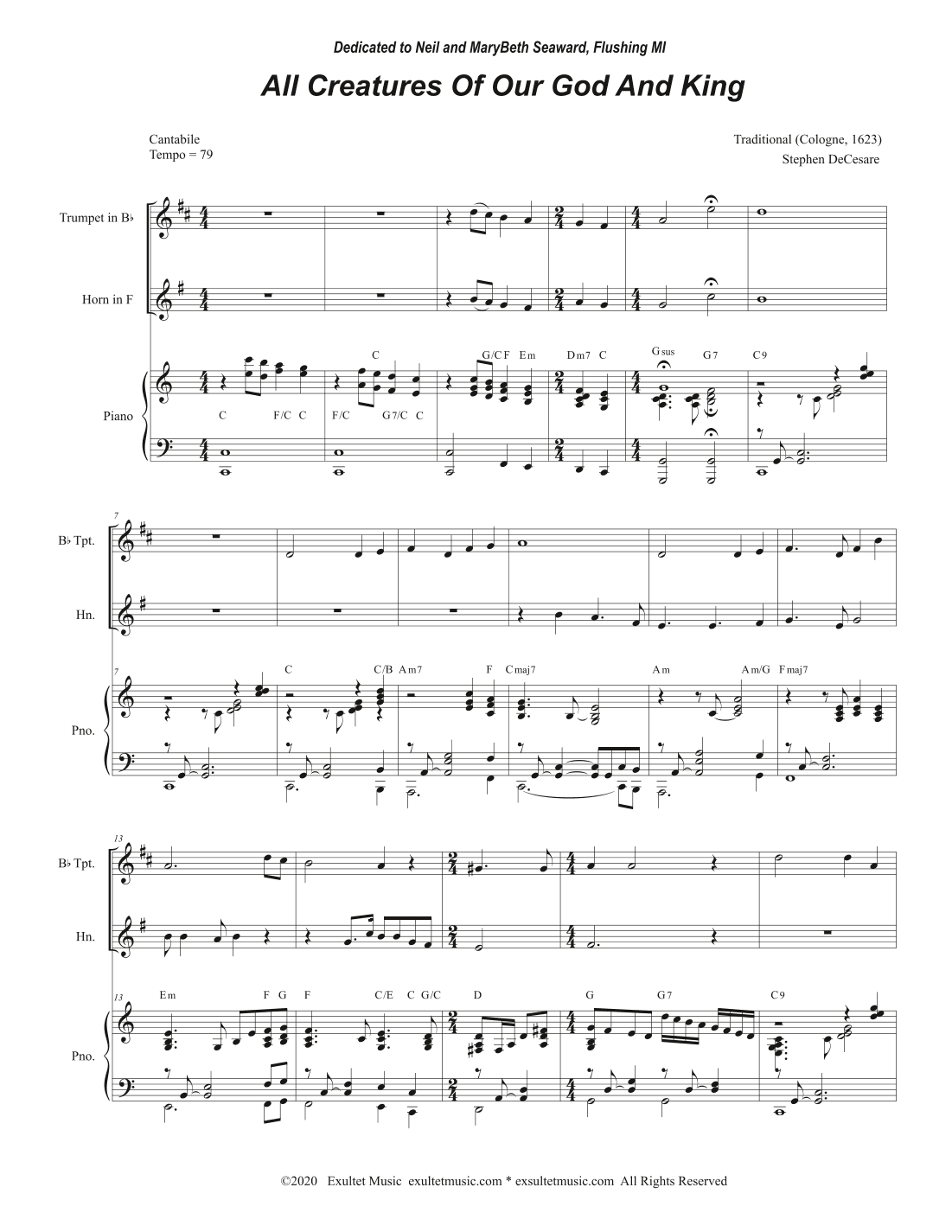All Creatures Of Our God And King (Duet for Bb-Trumpet and French Horn) (arr. Stephen DeCesare)