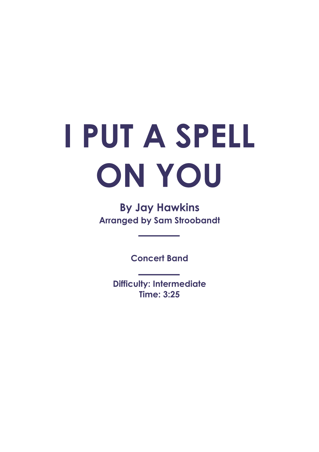 I Put A Spell On You (arr. Sam Stroobandt)