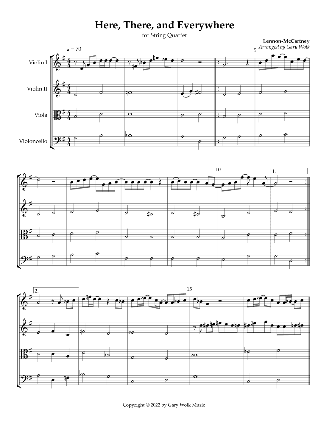 Here, There And Everywhere (arr. Gary Wolk)