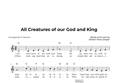 All Creatures of our God and King (Key of C Major) (arr. R. Salvario)