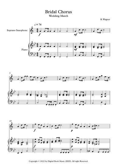 Bridal Chorus (Wedding March) - Richard Wagner (Soprano Sax + Piano) (arr. Digital Book Music)
