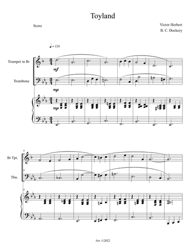 Toyland (Trumpet and Trombone Duet with Piano Accompaniment) (arr. B. C. Dockery)