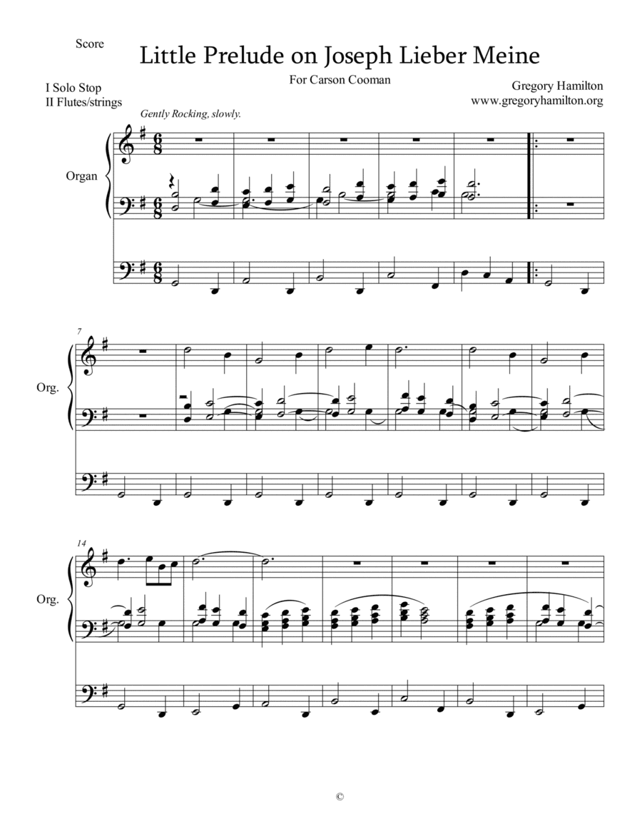 Little Prelude on Joseph Lieber, Joseph Meine - for Carson Cooman