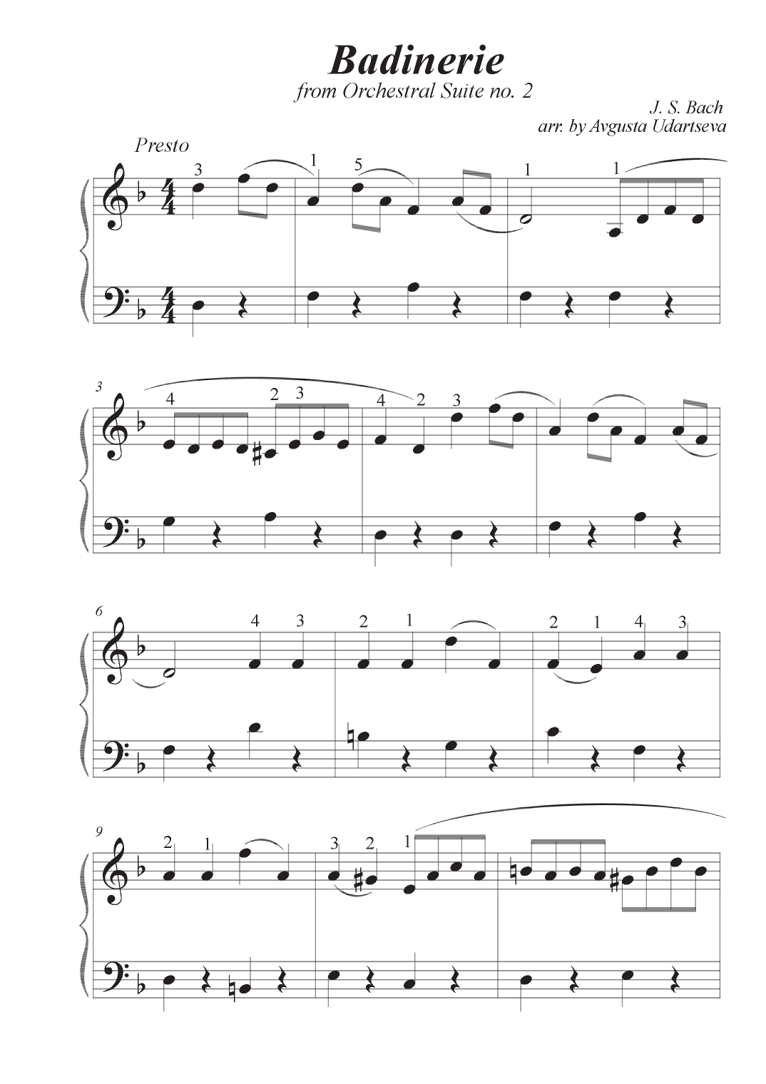 Badinerie - from Orchestral Suite no. 2. (arr. Avgusta Udartseva)
