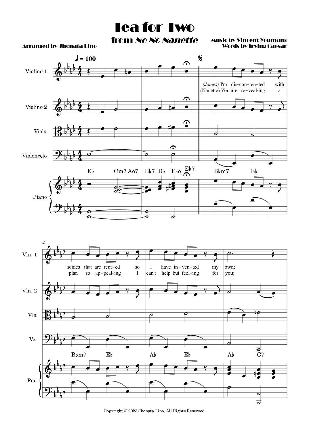 Tea For Two (arr. Jhonata Lino)