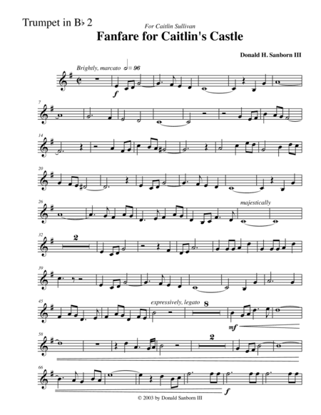 Fanfare for Caitlin's Castle--Trumpet in Bb #2