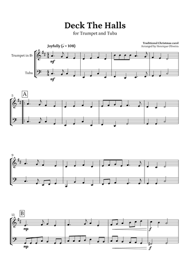 Deck The Halls (Trumpet and Tuba) | Christmas Carol (arr. Henrique Oliveira)