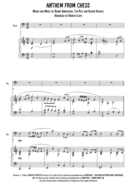 Anthem (from Chess) (arr. Darren Lloyd)