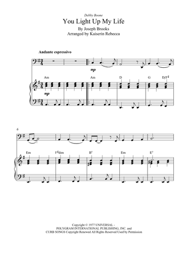You Light Up My Life (arr. Kaiserin Rebecca)