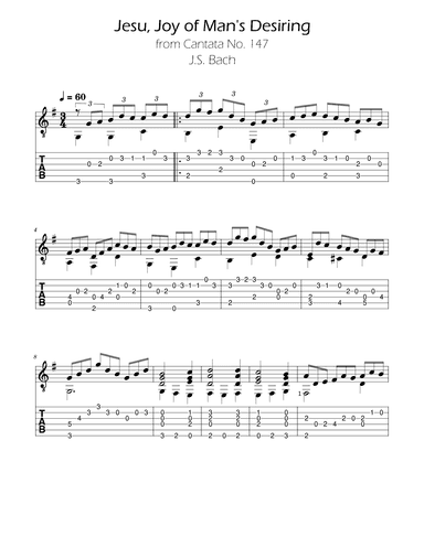 Jesus, joy of man's desiring Easy Guitar TABs (arr. Ygor Nunes)