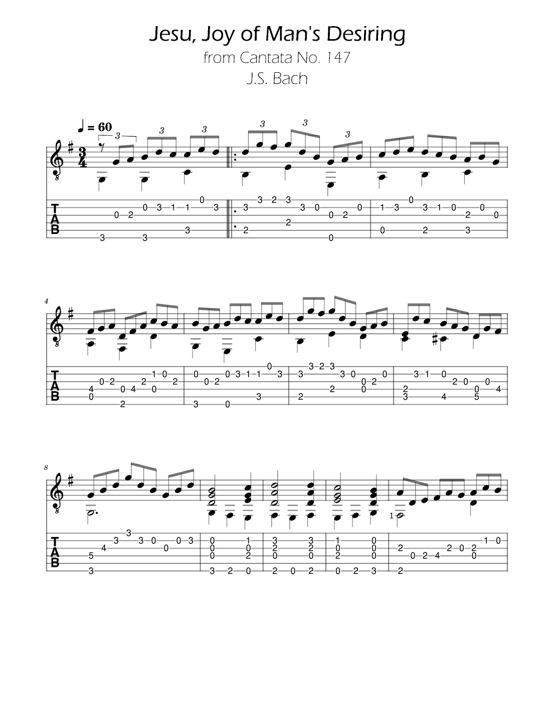Jesus, joy of man's desiring Easy Guitar TABs (arr. Ygor Nunes)