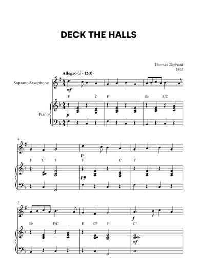 Deck the Halls (for Soprano Saxophone and Piano) (arr. Cadenza Editions)
