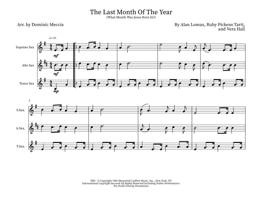The Last Month Of The Year (what Month Was Jesus Born In?) (arr. Dominic Meccia)