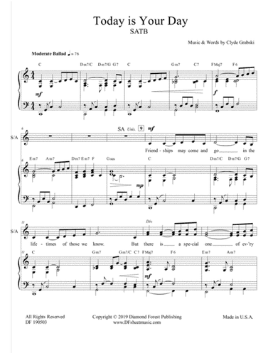 Today Is Your Day (SATB) Tribute Song