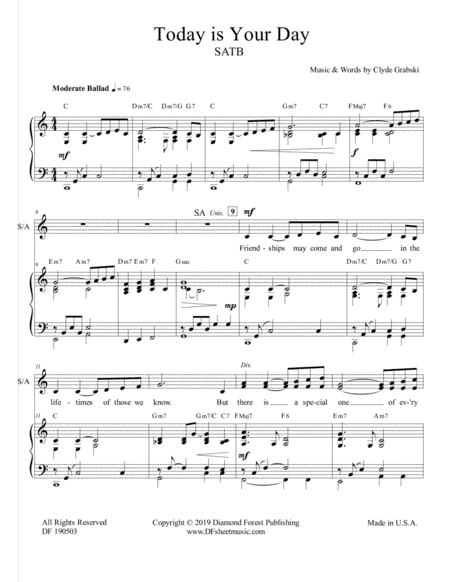 Today Is Your Day (SATB) Tribute Song