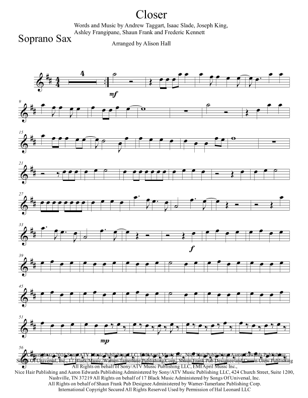Closer (arr. Alison Hall)