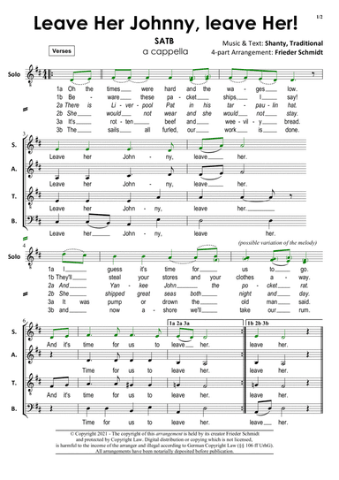 Leave her Johnny, leave her (arr. Frieder Schmidt)