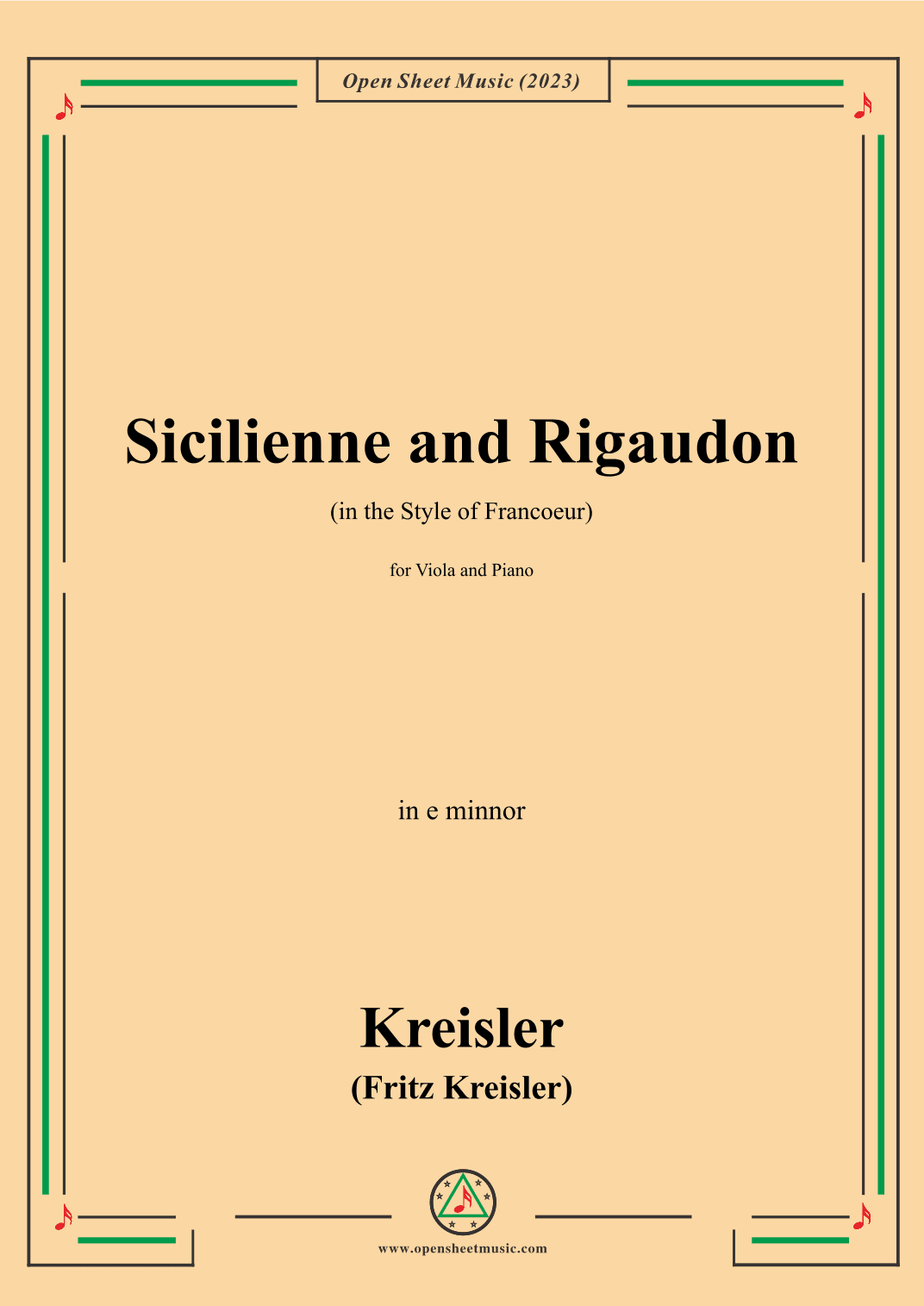 Kreisler-Sicilienne and Rigaudon,for Viola and Piano (arr. OSM Press)