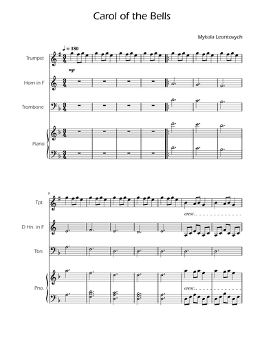 Carol of the Bells - Brass Trio w/ Piano (arr. Ygor Nunes)