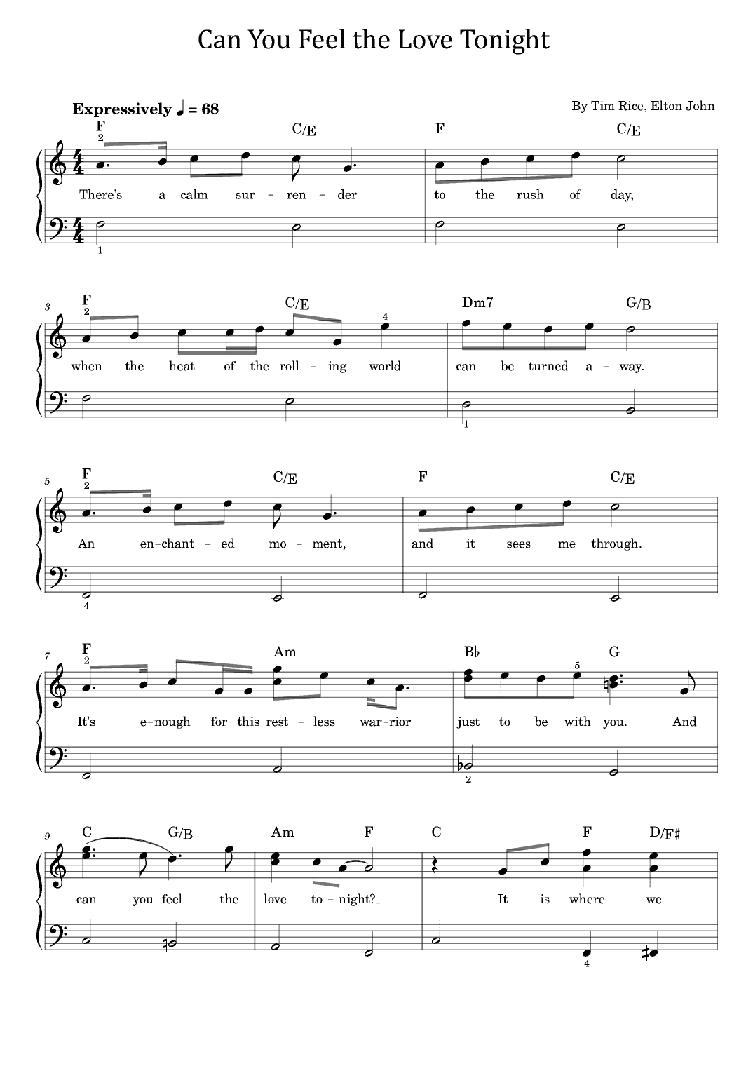 Can You Feel The Love Tonight (arr. poon)