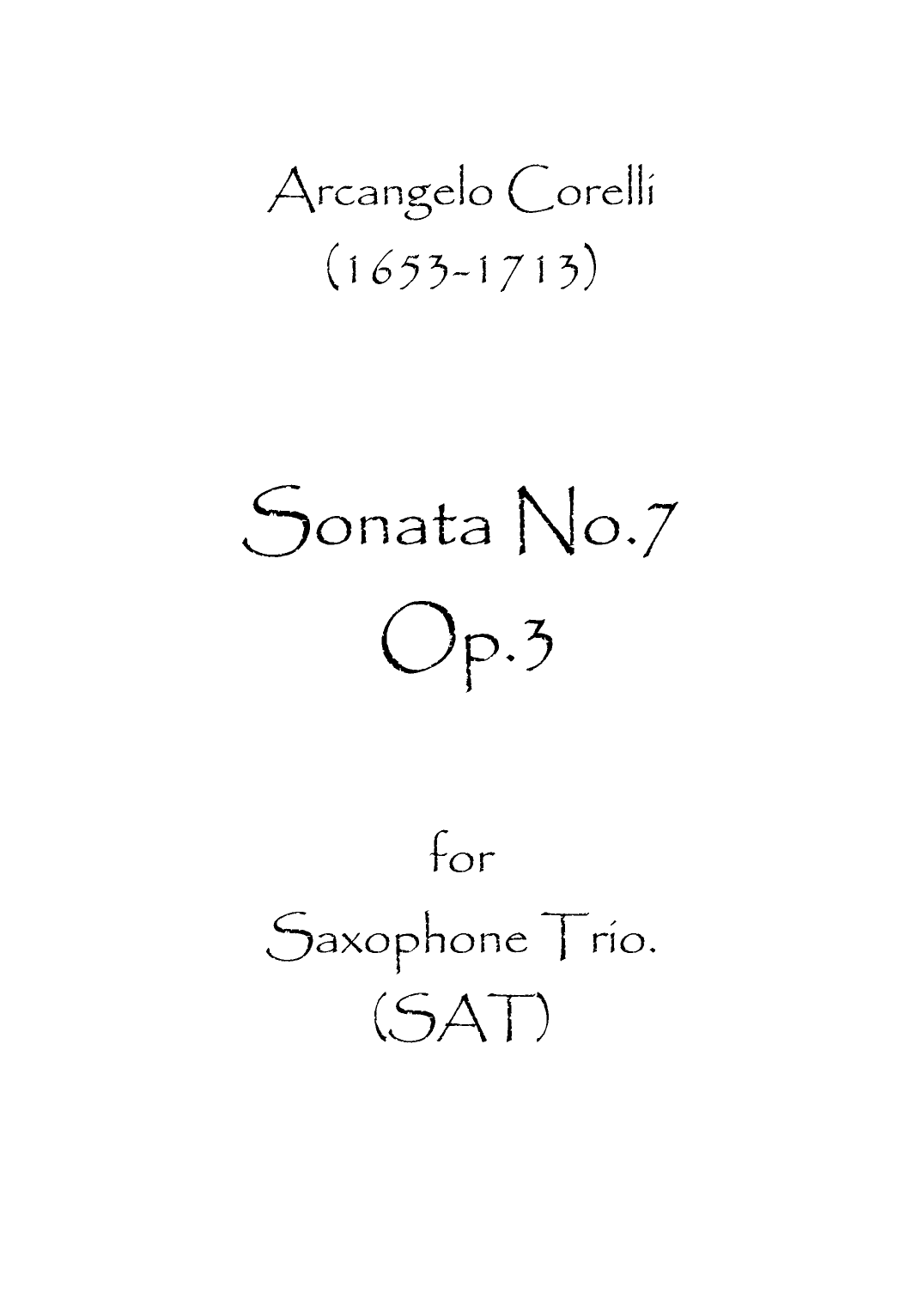 Sonata No.7 Op.3 (arr. Spence Bundy)