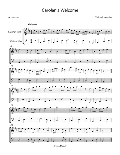 Carolan's Welcome - Clarinet and Cello (arr. Arezzo Music)