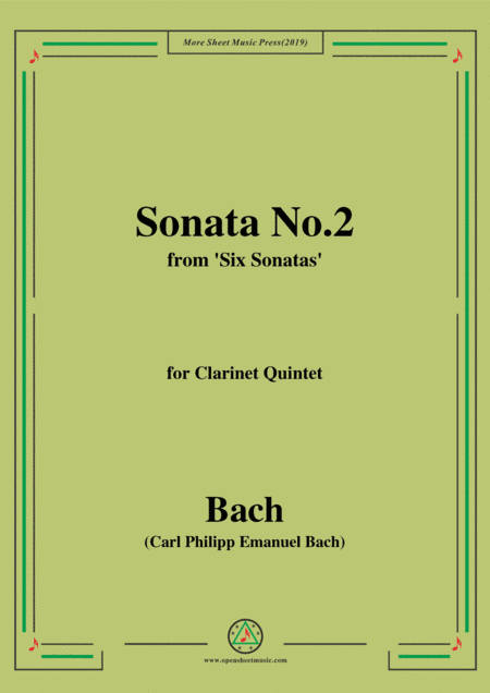 Bach,C.P.E.-Sonata No.2,from 'Six Sonatas',for Clarinet Quintet (arr. MSM)