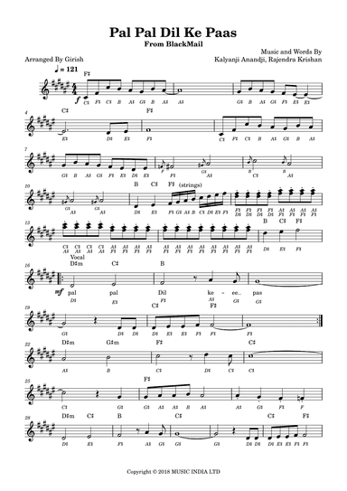 Pal Pal Dil Ke Paas (arr. Girish Kataria)