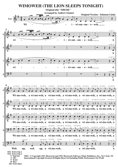 Mbube (wimoweh) (arr. Andrew Emmet)
