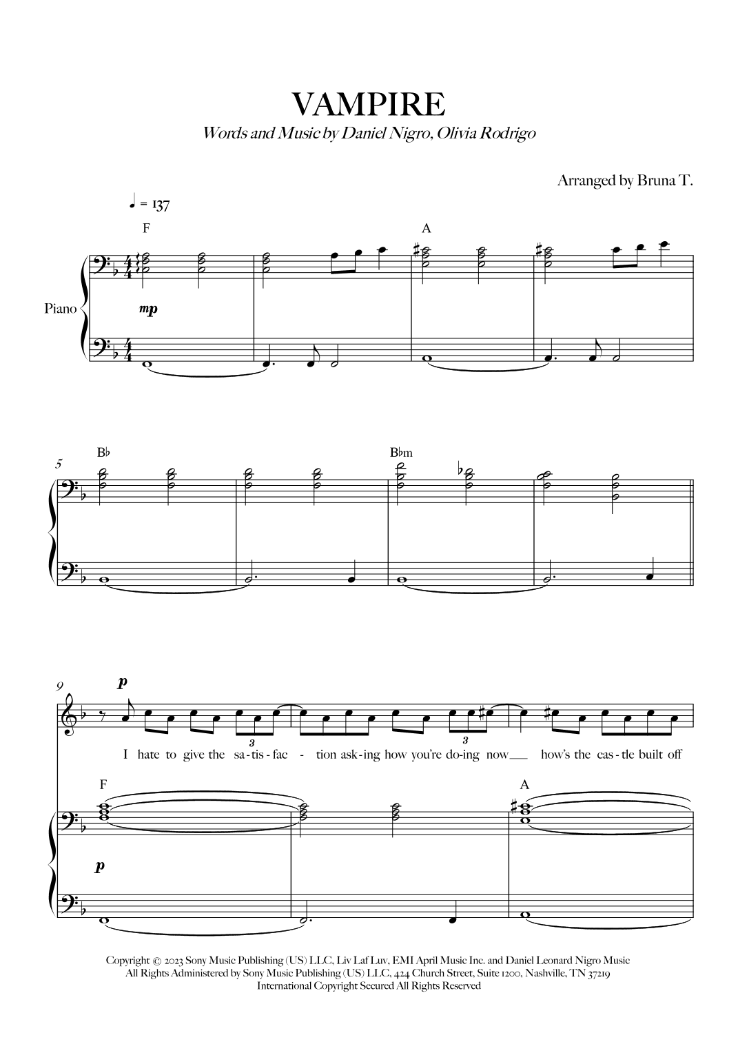 Vampire (arr. Bruna T.)