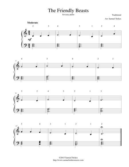 The Friendly Beasts - for easy piano (arr. Samuel Stokes)
