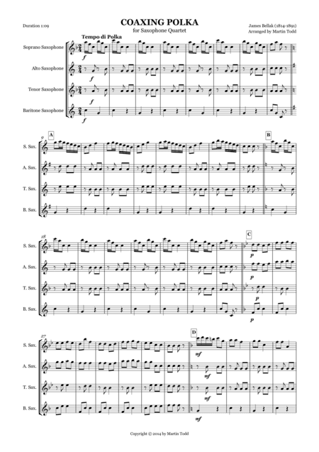 Coaxing Polka for Saxophone Quartet (arr. Martin Todd)