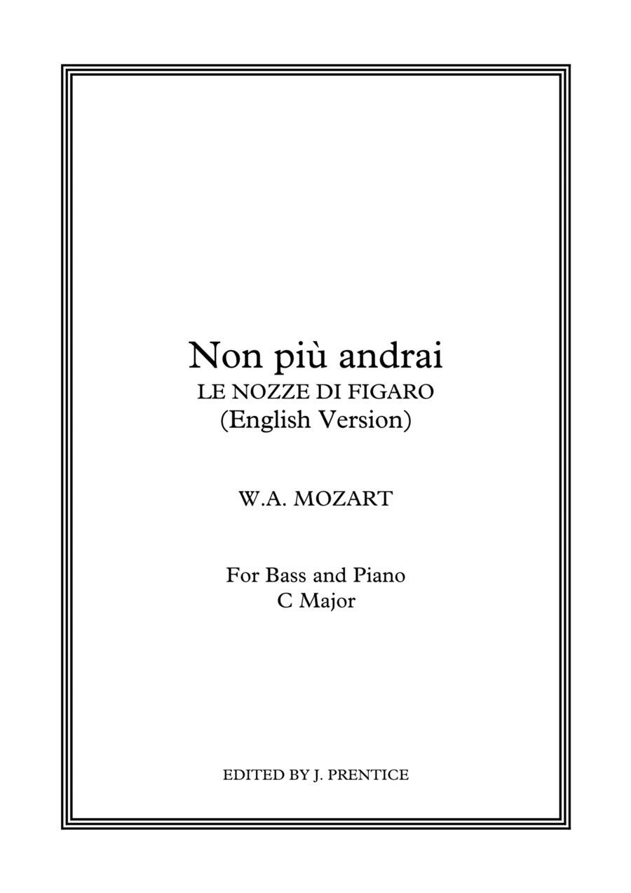 Non più andrai (English version) - Le nozze di Figaro (C Major) (arr. Jonathan Prentice)