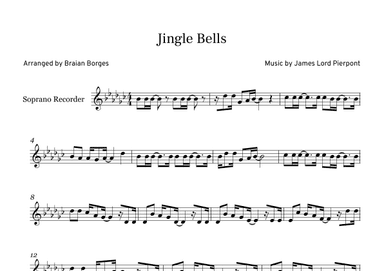 Jingle Bells in Gb major, For Soprano Recorder (arr. Braian Borges)