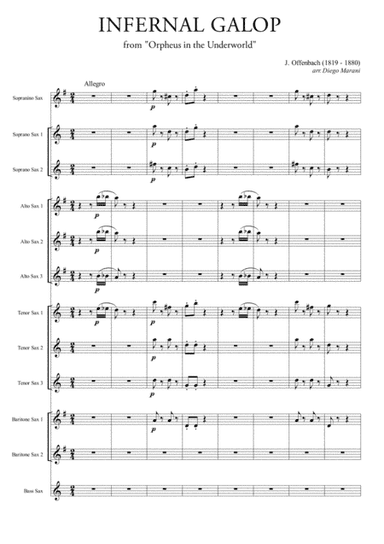 Infernal Galop (Can Can) for Saxophone Ensemble (arr. Diego Marani)