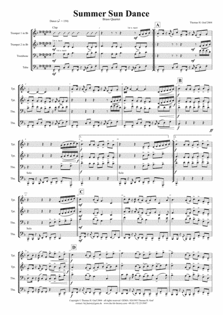 Summer Sun Dance - 11/8 - Folk Dance Style - Brass Quartet
