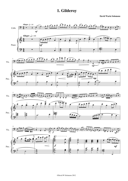 Folk Song Snapshots for Cello and Piano (arr. David Warin Solomons)