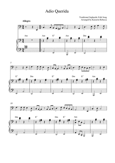 Adio Querida (goodbye my beloved) (arr. Kaiserin Rebecca)