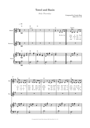 Towel and Basin - Holy Thursday - duet and piano