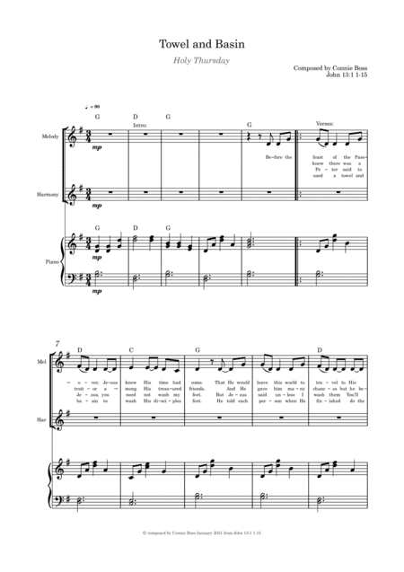 Towel and Basin - Holy Thursday - duet and piano