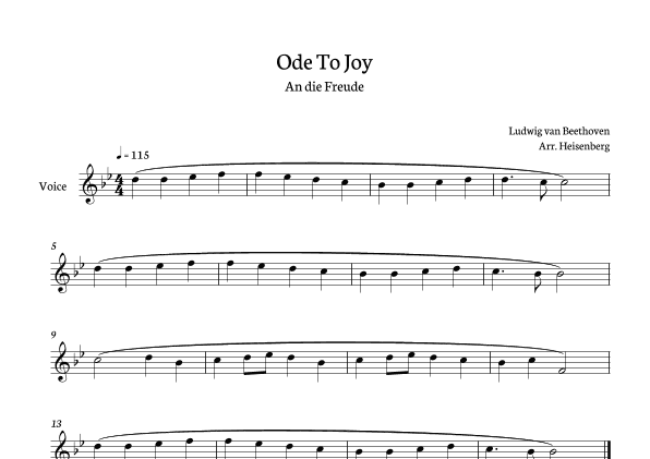 Beethoven - Ode To Joy for voice in Bb (Lyrics in English) (arr. Heisenberg)