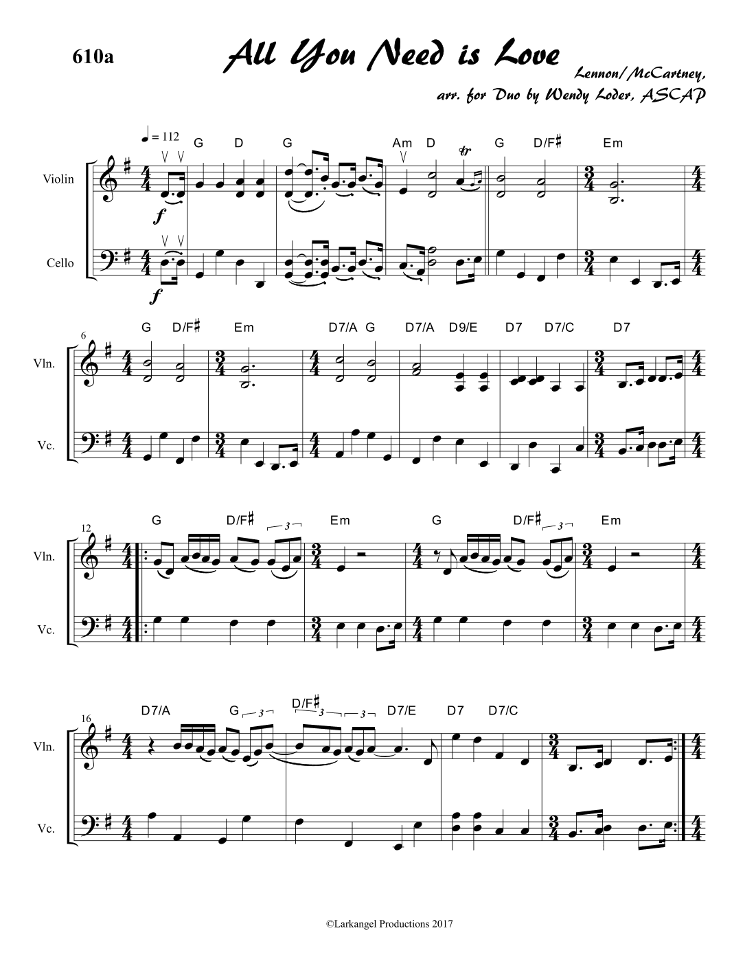 All You Need Is Love (arr. Wendy Loder, ASCAP)